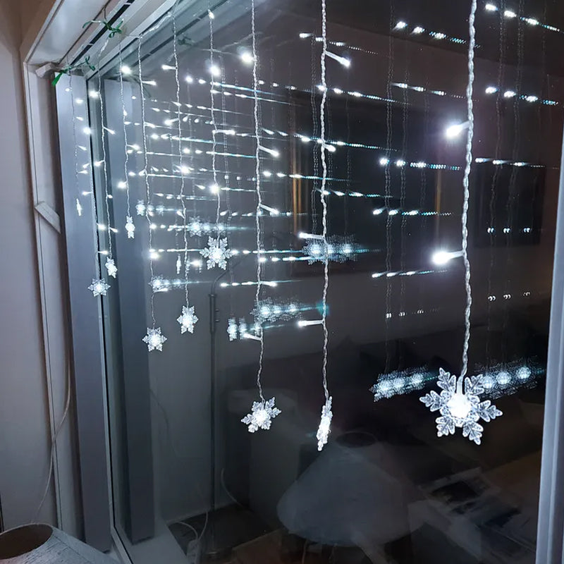 LED Snowflake Curtain Light For Holiday Home Party Window Decoration 6849907163236-1