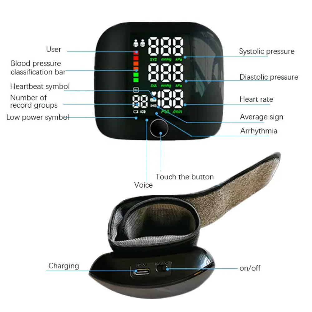 Smart Wrist Blood Pressure Monitor – Electronic Portable Sphygmomanometer with Voice Alerts 9749363065153-1