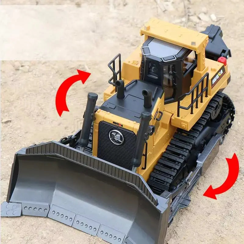 9 Channels Remote Control Bulldozer, 2.4Ghz Rc Construction Vehicle Truck Toys