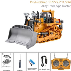 9 Channels Remote Control Bulldozer, 2.4Ghz Rc Construction Vehicle Truck Toys