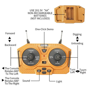 9 Channels Remote Control Bulldozer, 2.4Ghz Rc Construction Vehicle Truck Toys