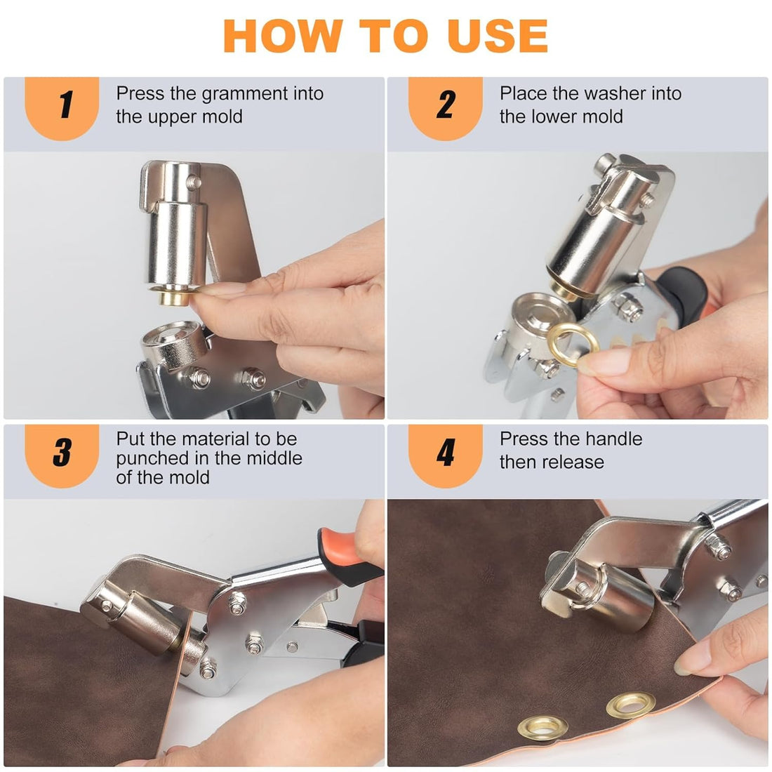 Heavy Duty Grommet Tool Kit For Eyelet Installation Leather Canvas 10002112348441-1