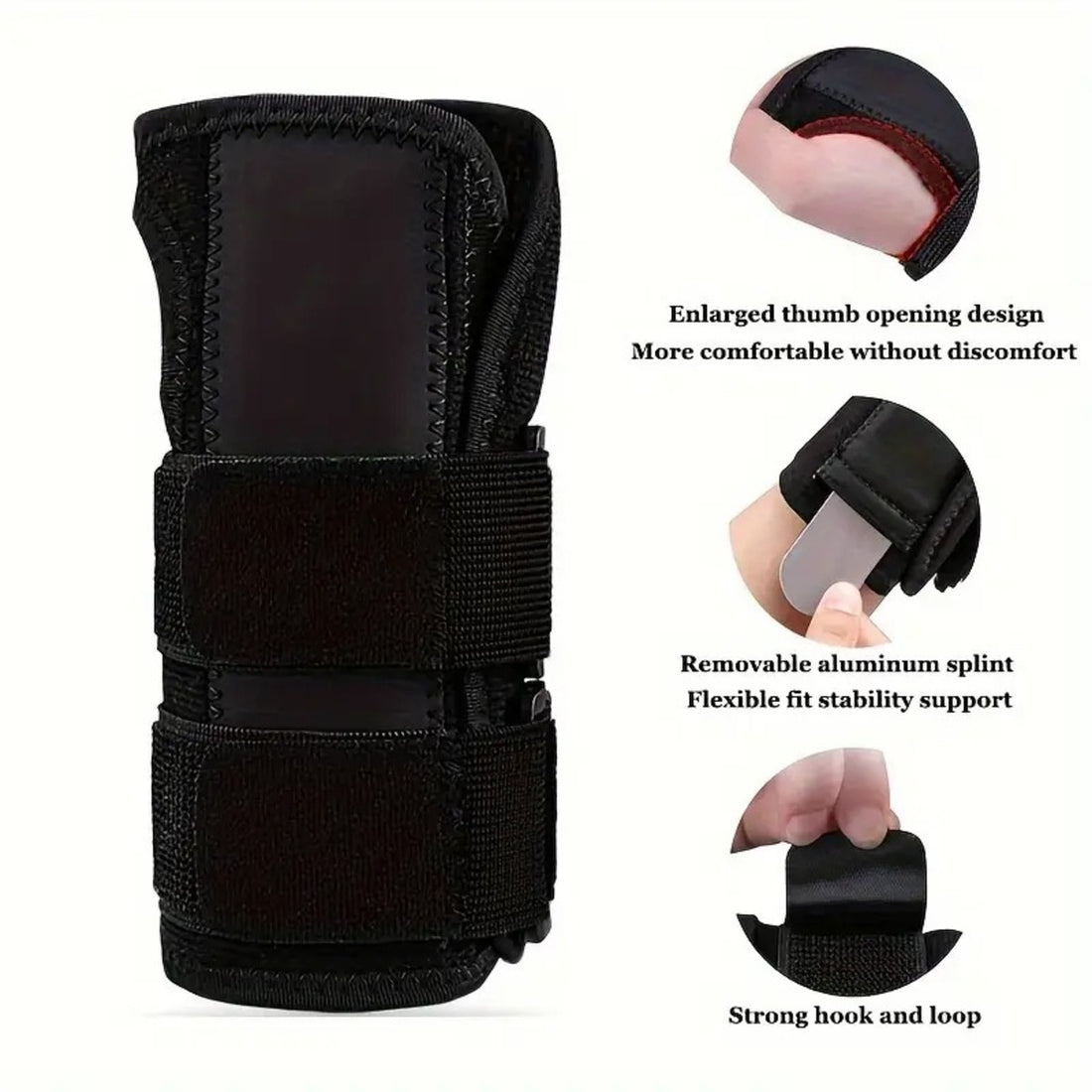 Adjustable Wrist Support Splint - Breathable, Durable, Removable Metal Brace 1005007444454477-Black Left