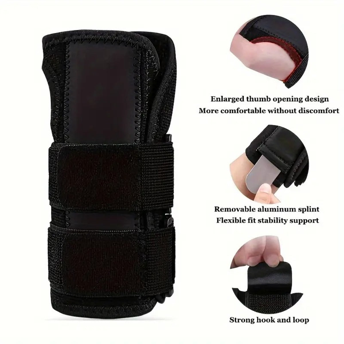 Adjustable Wrist Support Splint - Breathable, Durable, Removable Metal Brace 1005007444454477-Black Left