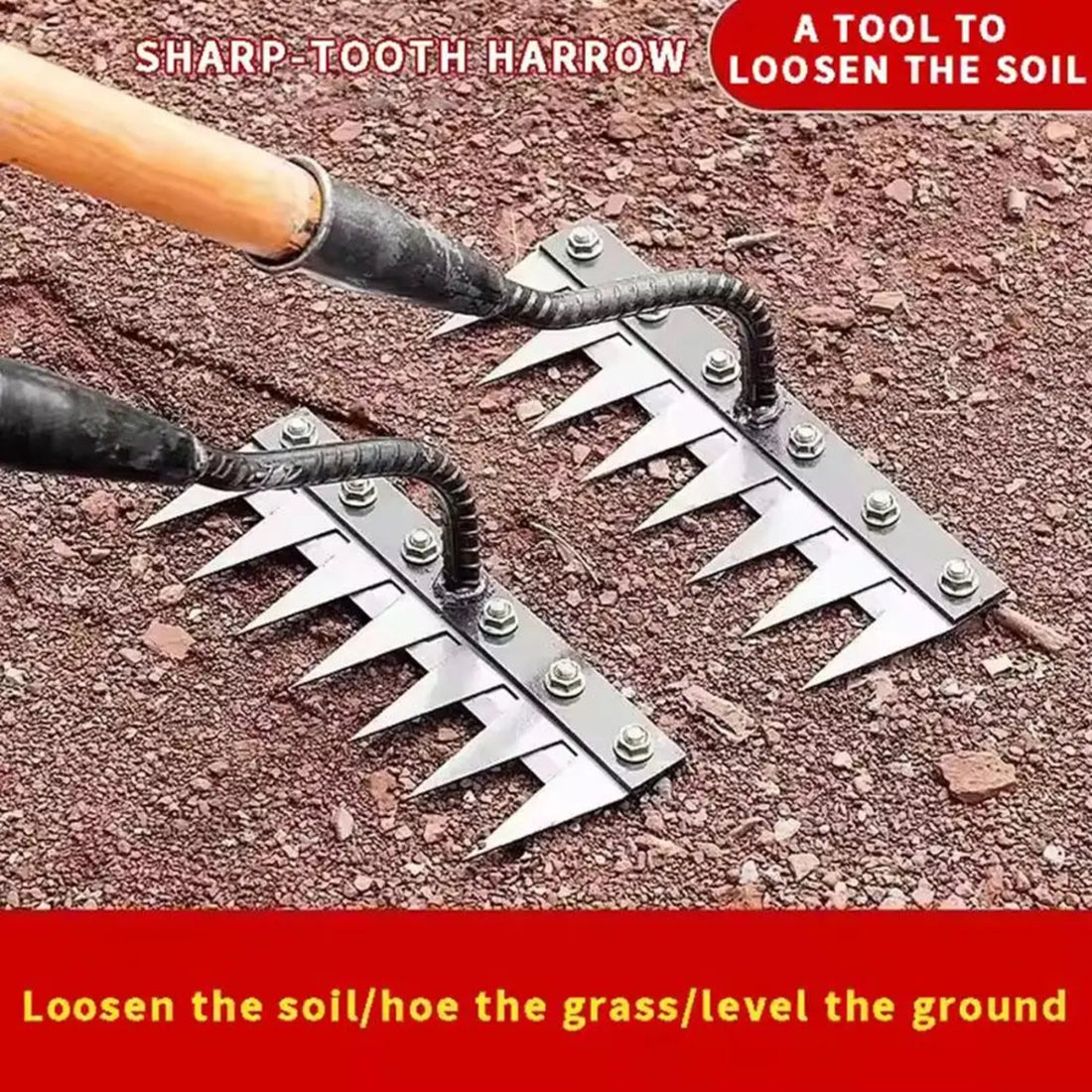 Steel Garden Rake with Durable Steel Tines for Lawn Care and Yard Maintenance 9912286019905-1