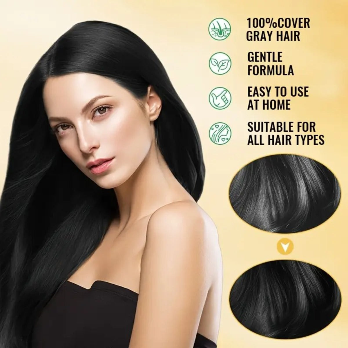 500ml Hair Dye for Dark Hair - Covers Gray, Easy, Nourishing, Long-Lasting 1005008209691281-Black