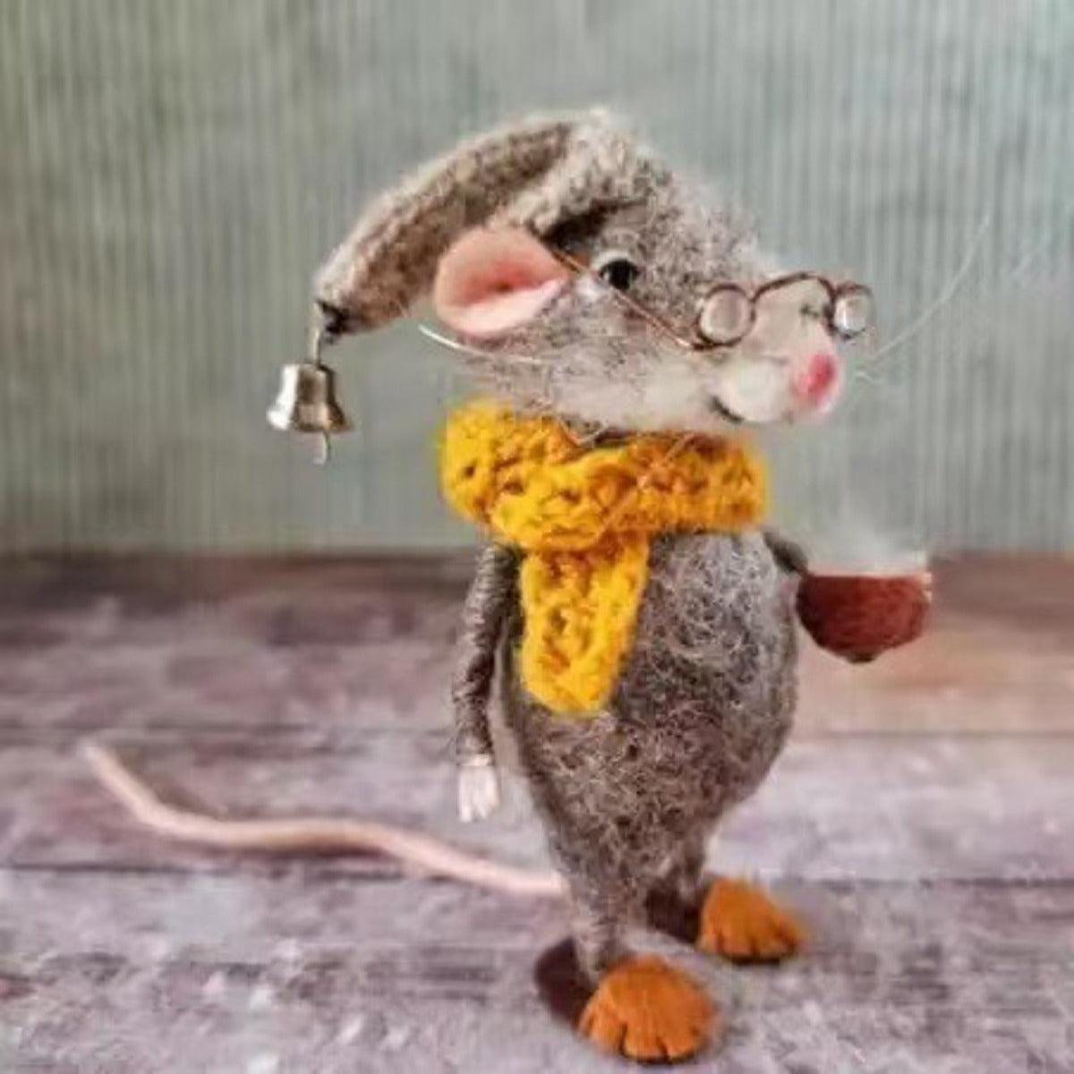 Handmade Felted Mouse Decoration - Eco-Friendly Wool - Holiday Ornament & Gift 15146752409926-1