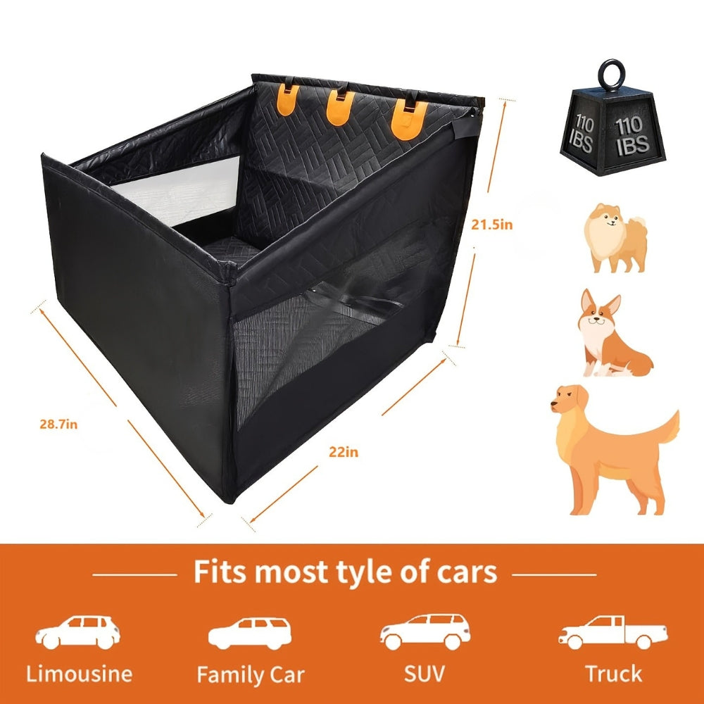 Portable Cats & Dog Seat for Car - Waterproof, Spacious & Secure for Stress-Free Car Rides 9957152555329-1