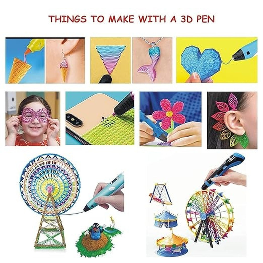 Creative 3D Printing Pen Set with 9 Meter Colorful Filament Bundle 7877390237939-2