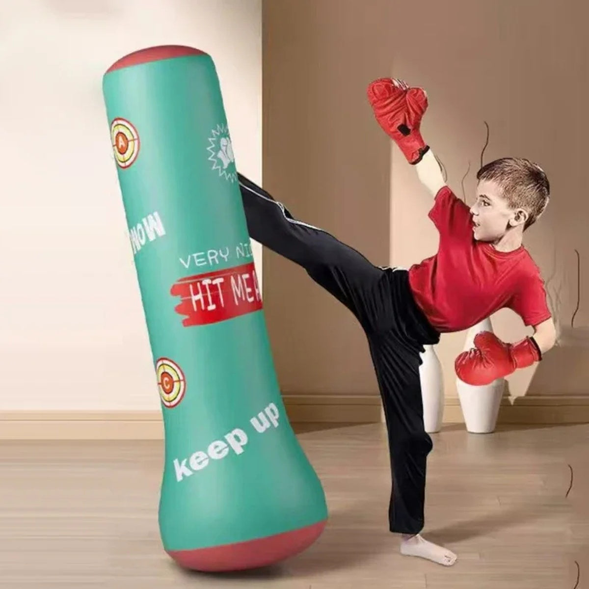 Kids Inflatable Punching Bag With Rebound Scoring Base, Pump 14857201975622-1
