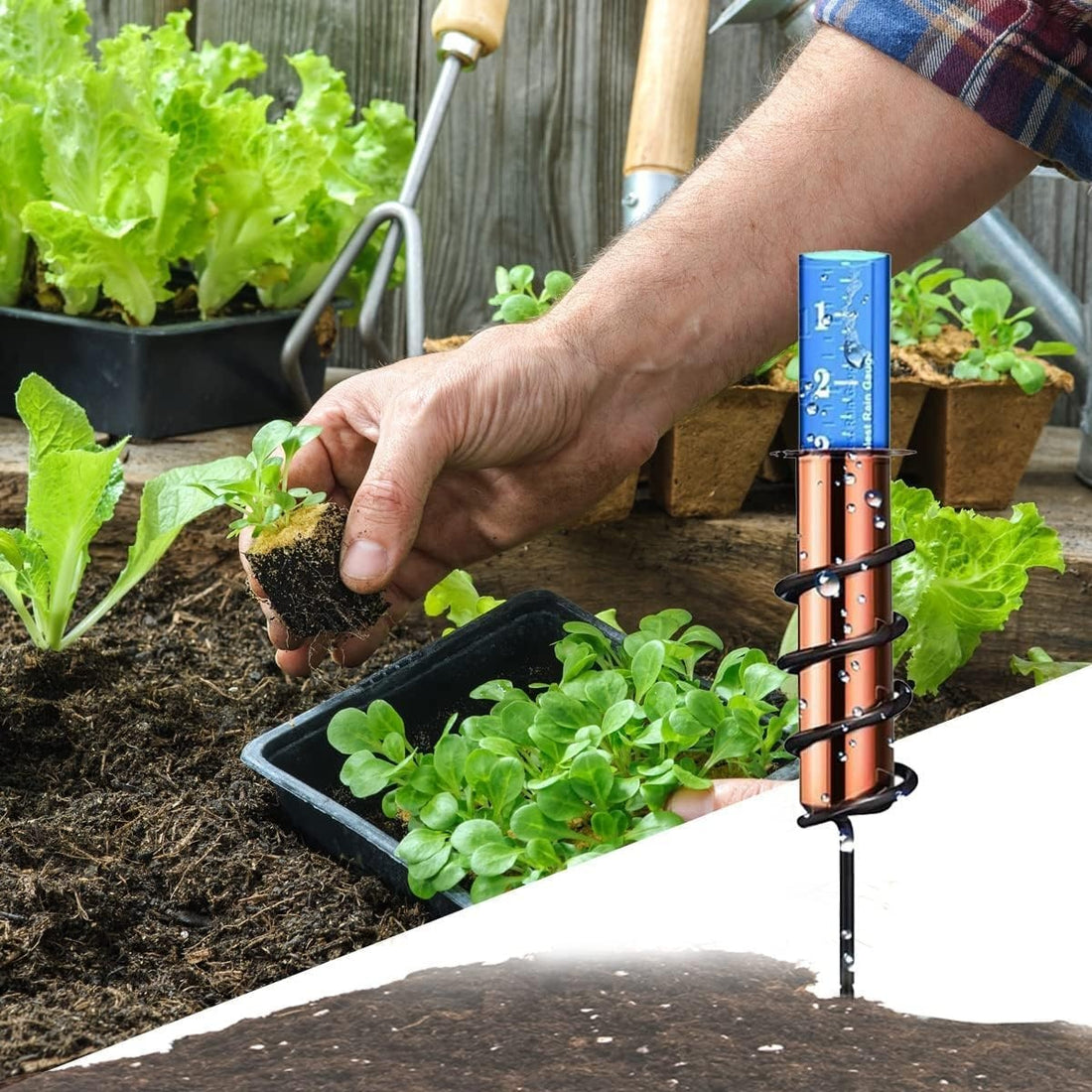 Copper Rain Gauge - Durable, Floating Design for Home Garden & Lawn Water Measurement 9957152260417-1