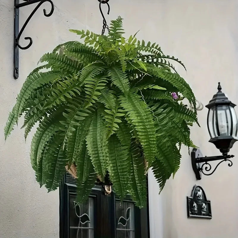 2Pc UV Resistant Artificial Boston Fern - Lifelike, Waterproof & Maintenance for Outdoor Décor 9945609568577-1