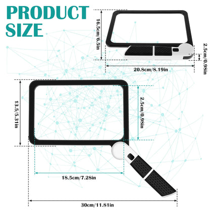 Full-Page Handheld Magnifying Glass – 5X Magnification, LED Lighted Magnifier with 3 Modes 9828296851777-1