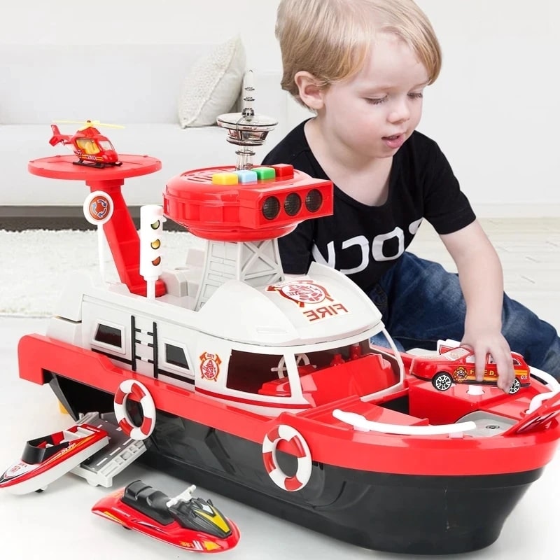 Kids' Multi-Vehicle Boat Rescue Hero Playset With Lights & Sound 15666973999453-1