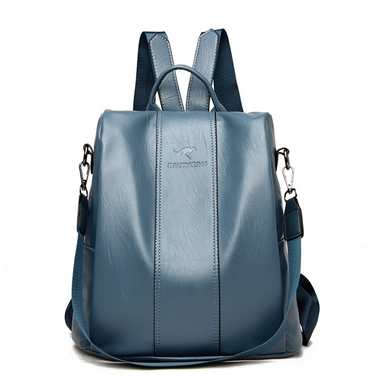 Anti-Theft Leather Backpack – Vintage Shoulder Bag