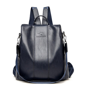 Anti-Theft Leather Backpack – Vintage Shoulder Bag