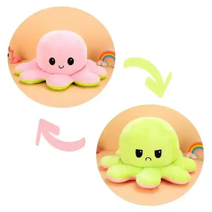 25-30 Cm Big Reversible Mood Octopus Plush - Jumbo Octopus Emotion Flip Toy Plushie Stuffed Animal