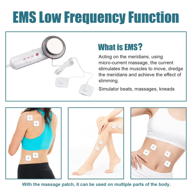 3-In-1 Ultrasonic Ems Fat Burner Face & Body Massager