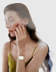 Celina Rose Gold Square Mesh Women Watch 34mm