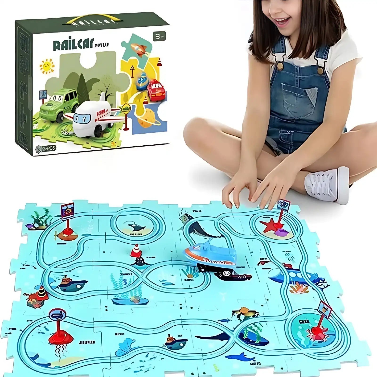 Children’S Fun Learning Car Track Puzzle Set