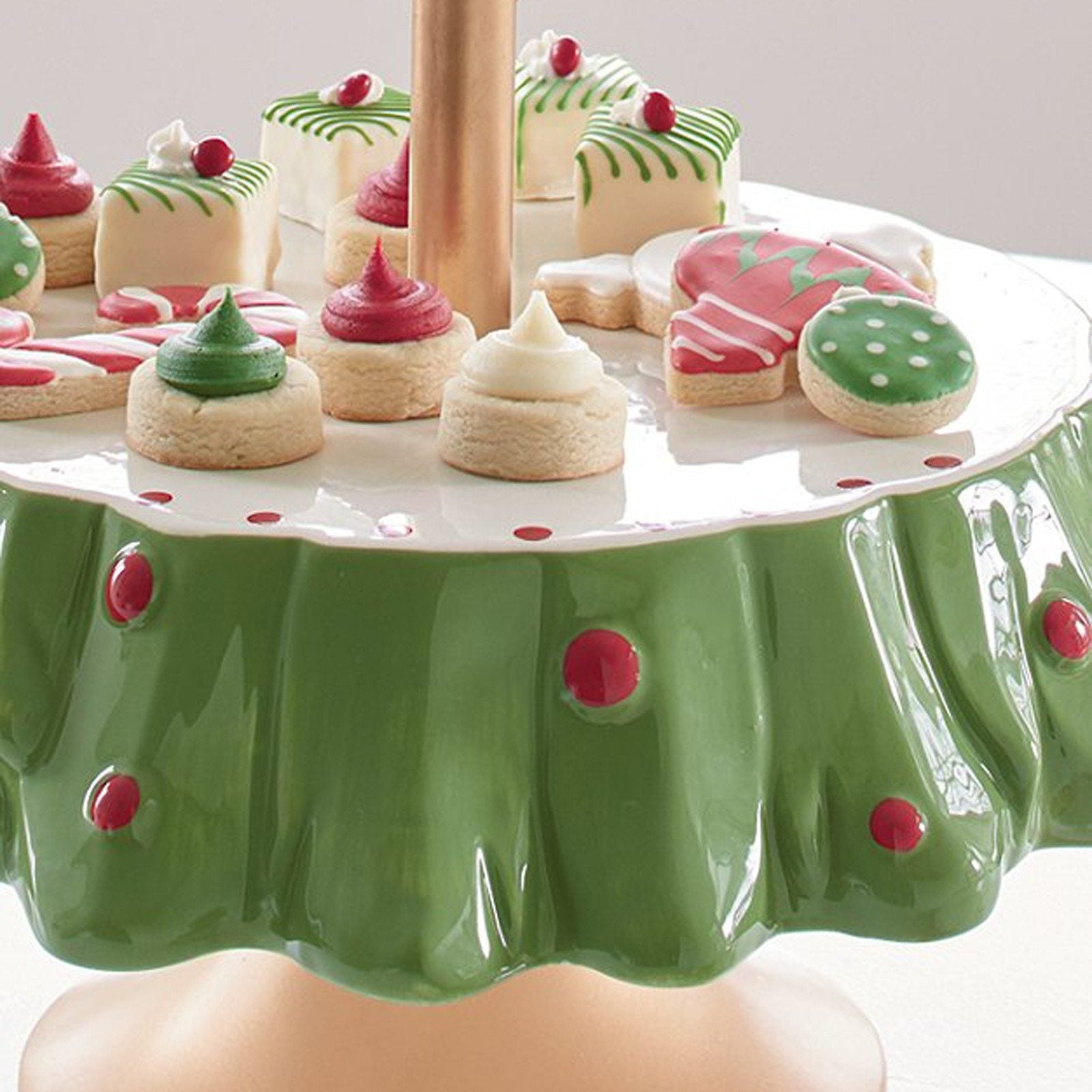 Christmas Tree Dessert Table Fruit Plate Double Layer Cake Stand Holiday Party Candy Plate Snack