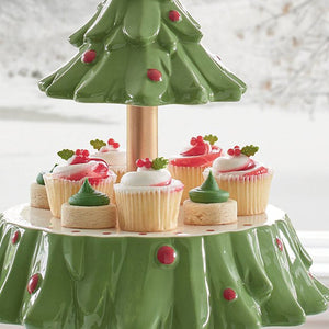 Christmas Tree Dessert Table Fruit Plate Double Layer Cake Stand Holiday Party Candy Plate Snack