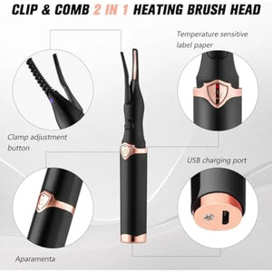 Electric Eyelash Curler Heated, 3 Temperature Mode, Quick Heating, Usb Rechargeable