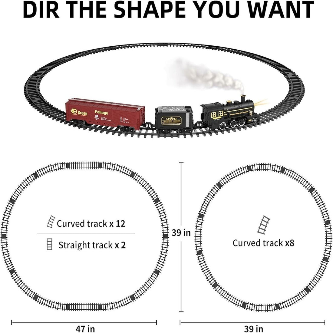 Electric Christmas Train Set - Festive Toy With Flexible Tracks For Magical Winter Evenings 3Y+ 10175725994248-1
