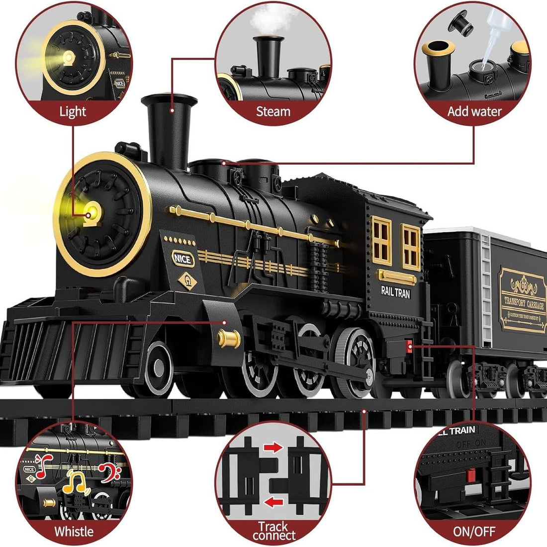 Electric Christmas Train Set - Festive Toy With Flexible Tracks For Magical Winter Evenings 3Y+ 10175725994248-1
