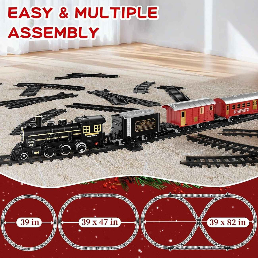 Electric Christmas Train Set - Festive Toy With Flexible Tracks For Magical Winter Evenings 3Y+ 10175725994248-1