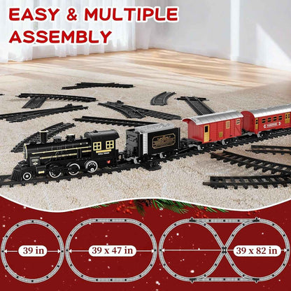 Electric Christmas Train Set - Festive Toy With Flexible Tracks For Magical Winter Evenings