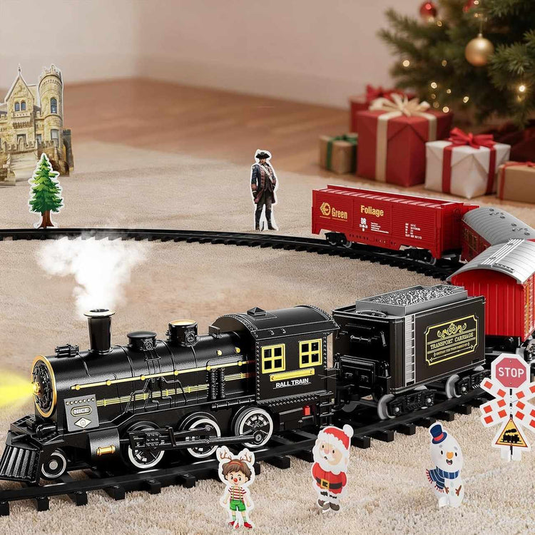 Electric Christmas Train Set - Festive Toy With Flexible Tracks For Magical Winter Evenings