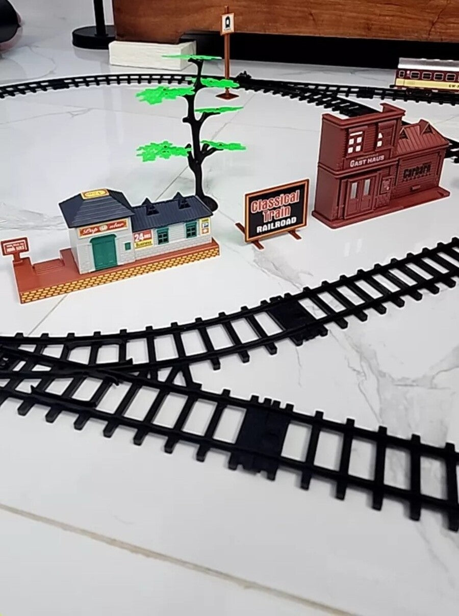 Electric Christmas Train Set - Festive Toy With Flexible Tracks For Magical Winter Evenings