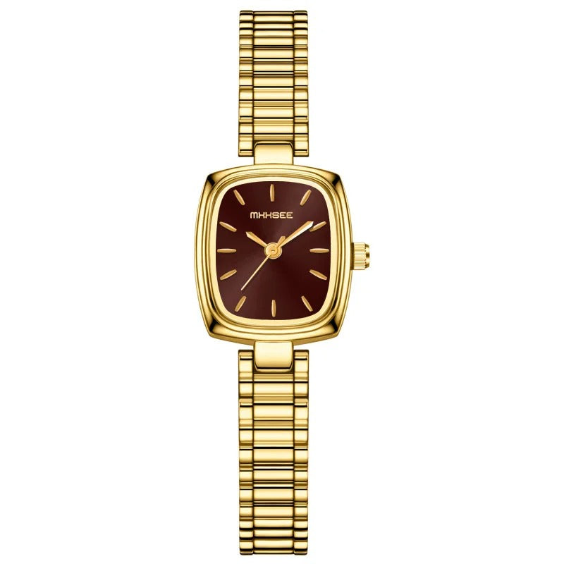 Elegant Rectangular Gold Women Watch 20.5mm