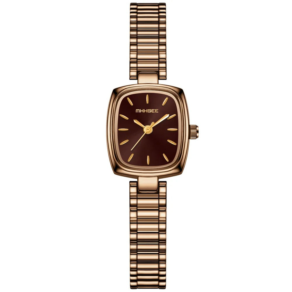 Elegant Rectangular Gold Women Watch 20.5mm