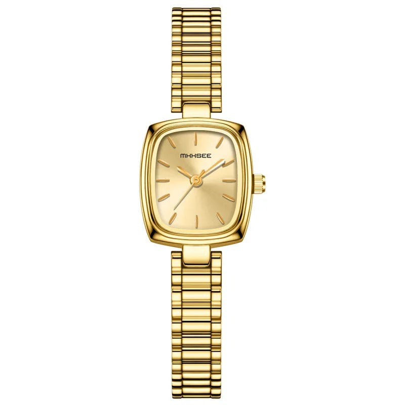 Elegant Rectangular Gold Women Watch 20.5mm