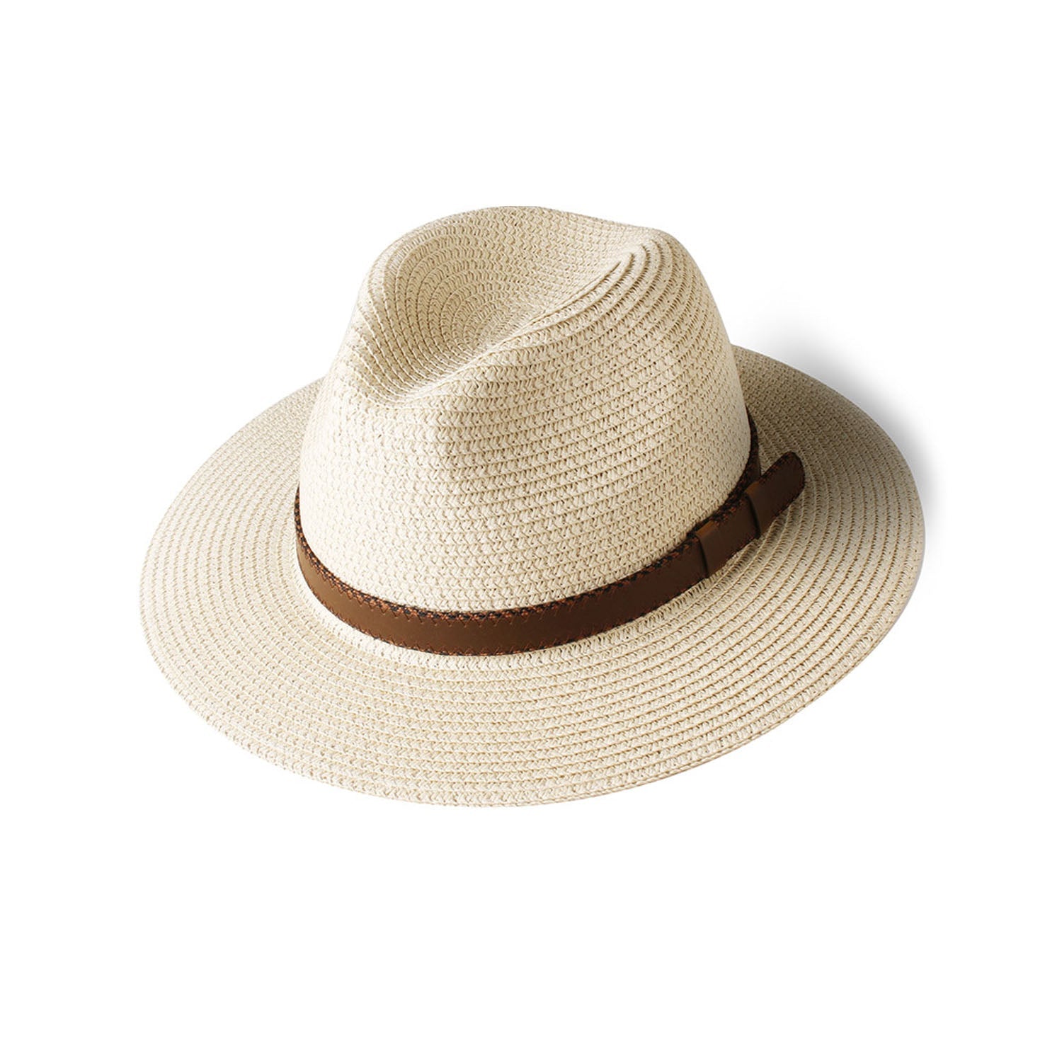 Unisex Panama Straw Sun Hat Wide Brim Uv Protection