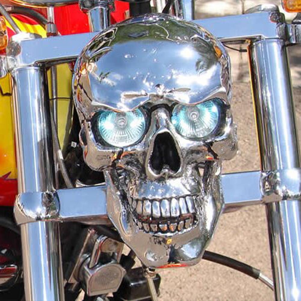 Fashion Halloween Led Motorcycle Resin Skull Headlight