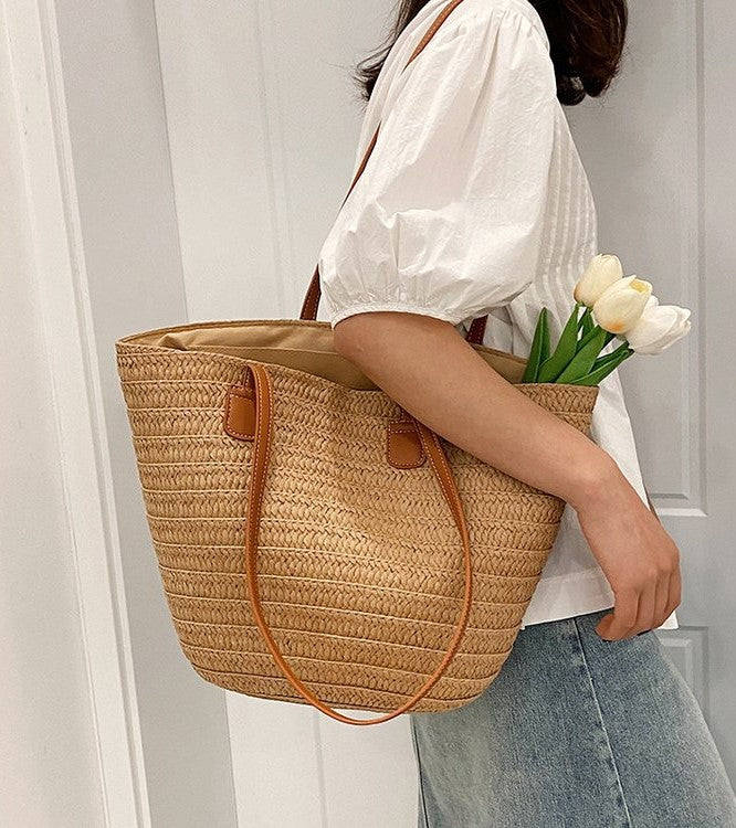 Fashionable Woven Straw Bag For Women - Beach Tote Bag handmade-04