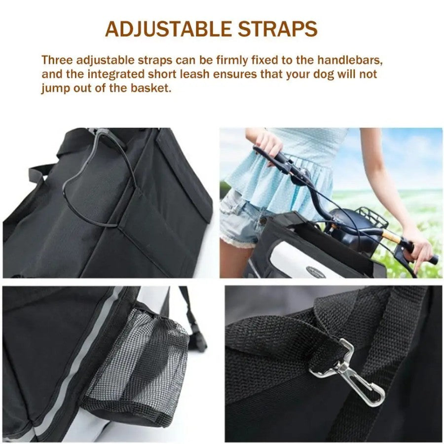 Removable Bicycle Basket For Pets With Adjustable Straps