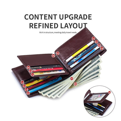 Genuine Leather Rfid Wallet With Coin Pocket For Valentines Gifts For Him