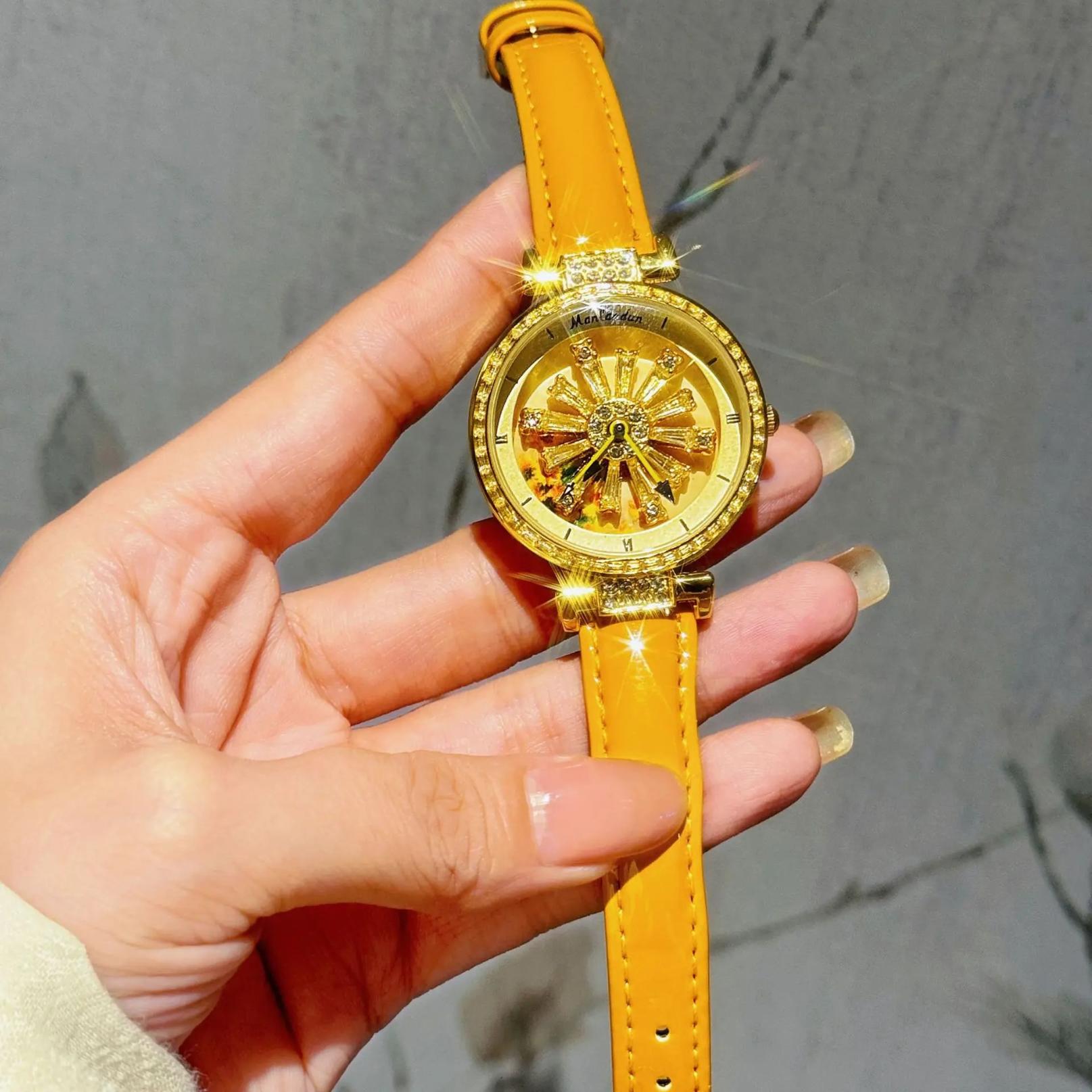 Gold-Tone Women's Watch With Yellow Strap 23mm