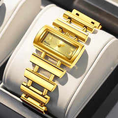 Gold Rectangle Women's Watch Dial 34mm