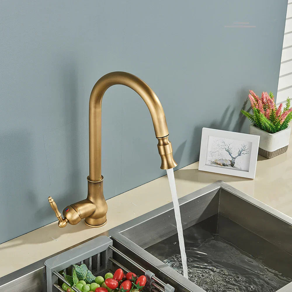Vintagetap Antique Brass Kitchen Tap – Retro Style Mixer Faucet With Swivel Spout 10128629530902-1