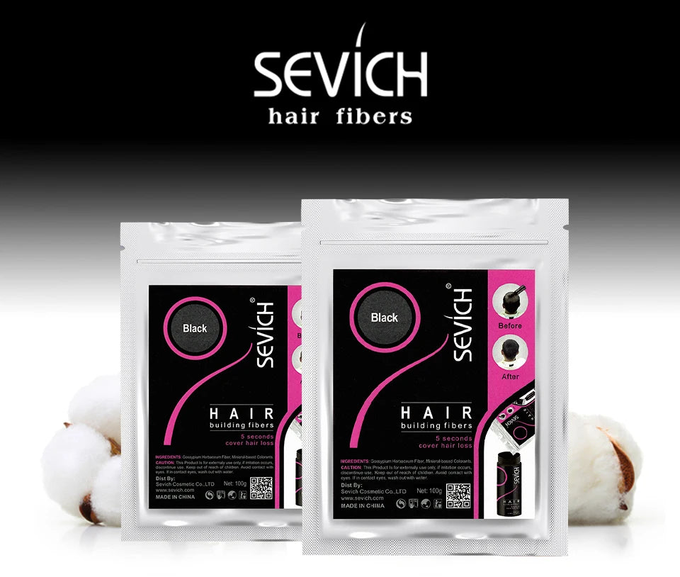 Sevich Instant Hair Growth Fibers - 10 Color Keratin Hair Building Fiber Powder - Hair Care Product