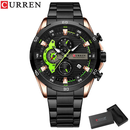 Valentines Gifts For Him Stainless Steel Quartz Chronograph Luminous Dial Watch
