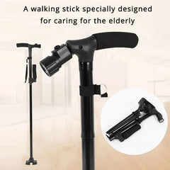 Collapsible Walking Cane With Led Light And Stable Base