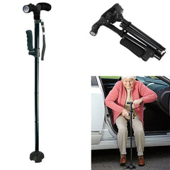 Collapsible Walking Cane With Led Light And Stable Base