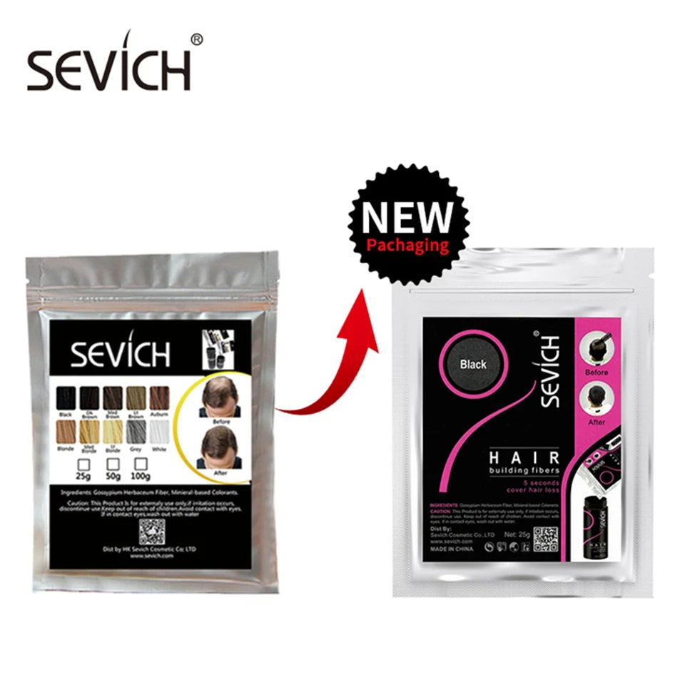 Sevich Instant Hair Growth Fibers - 10 Color Keratin Hair Building Fiber Powder - Hair Care Product