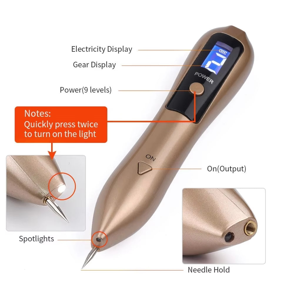 Portable 9-Level Lcd Plasma Pen For Mole, Tattoo And Freckle Removal